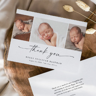 Carte De Remerciements Collage photo bébé écriture simple