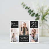 Carte De Remerciements Collage photo branché Joyeux 21e anniversaire (Debout devant)