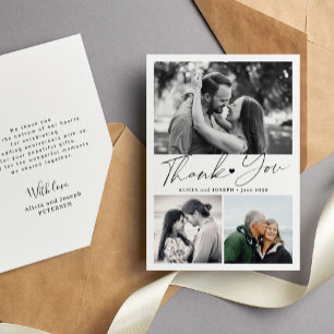 Carte De Remerciements Collage photo d'anniversaire de mariage avec écrit