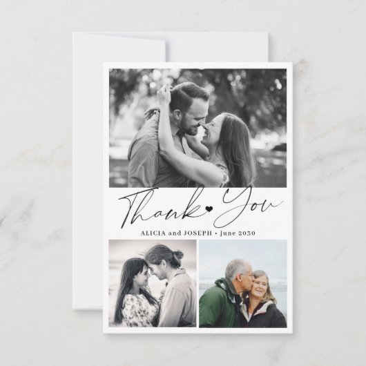 Carte De Remerciements Collage photo d'anniversaire de mariage avec écrit (Devant)