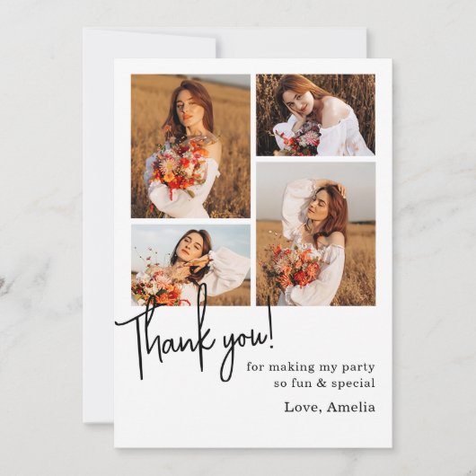 Carte De Remerciements Collage photo de fête d'anniversaire (Devant)