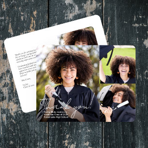 Carte De Remerciements Collage photo de la graduation sophistiquée
