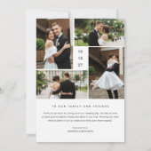 Carte De Remerciements Collage photo de mariage élégant et moderne (Dos)