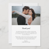 Carte De Remerciements Collage photo de mariage Flèche élégante noire (Dos)