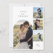 Carte De Remerciements Collage photo de mariage simple et élégant (Devant)