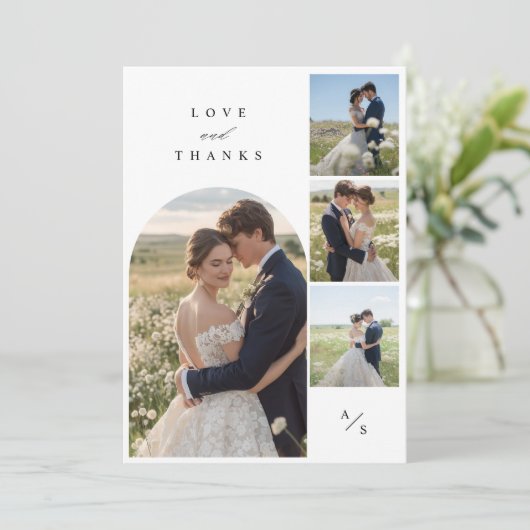 Carte De Remerciements Collage photo de mariage simple et élégant (Debout devant)