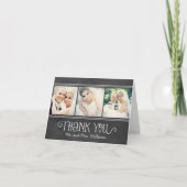 Carte De Remerciements Collage photo de mariage sur tableau noir avec écr (Devant)