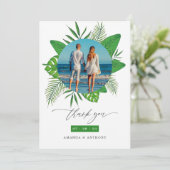 Carte De Remerciements Collage photo de mariage sur une plage tropicale (Debout devant)