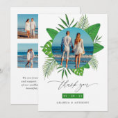 Carte De Remerciements Collage photo de mariage sur une plage tropicale (Devant / Derrière)