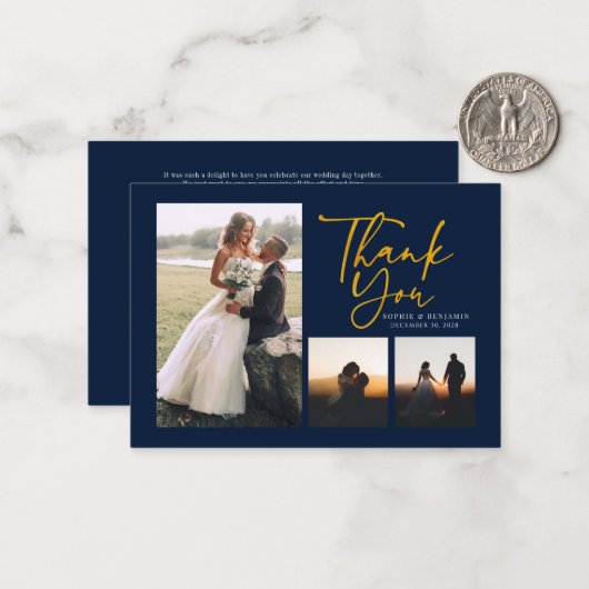 Carte de remerciements Collage photo Mariage à la (Devant/Arrière en situation)
