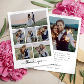 Carte De Remerciements Collage photo Mariage de script de coeur moderne