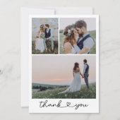 Carte De Remerciements Collage photo Mariage de script de coeur simple (Devant)