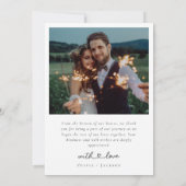 Carte De Remerciements Collage photo Mariage de script de coeur simple (Dos)