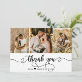 Carte De Remerciements Collage photo Mariage de script manuscrit (Debout devant)