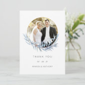 Carte De Remerciements Collage photo Mariage Eucalyptus géométrique (Debout devant)