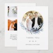 Carte De Remerciements Collage photo Mariage Eucalyptus géométrique (Devant / Derrière)