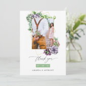 Carte De Remerciements Collage photo Mariage géométrique Succulents (Debout devant)