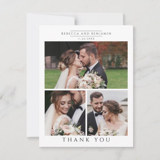 Carte De Remerciements Collage photo Mariage moderne (Devant)