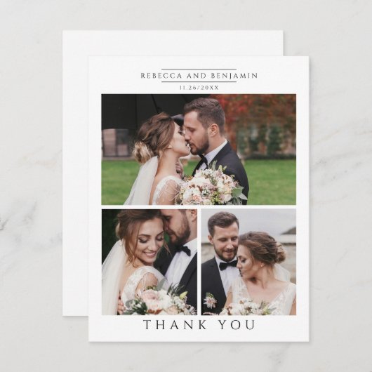 Carte De Remerciements Collage photo Mariage moderne (Devant / Derrière)