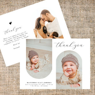Carte De Remerciements Collage photo minimaliste de 3 Modern Baby Shower