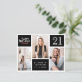 Carte De Remerciements Collage photo moderne Joyeux 21e anniversaire (Debout devant)