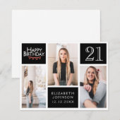 Carte De Remerciements Collage photo moderne Joyeux 21e anniversaire (Devant / Derrière)