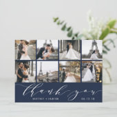 Carte De Remerciements Collage photo moderne Navy Blue (Debout devant)