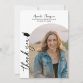 Carte De Remerciements Collage photo moderne noir blanc Graduation (Devant)