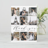 Carte De Remerciements Collage photo moderne White Calligraphy 9 (Debout devant)