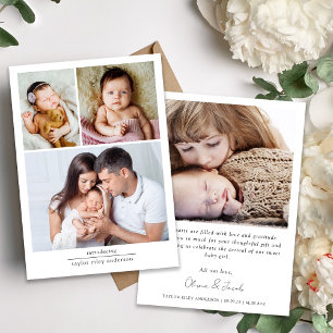 Carte De Remerciements Collage photo multi photo simple pour bébé