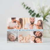 Carte De Remerciements Collage photo personnalisé Baby shower Dusty Blue (Debout devant)