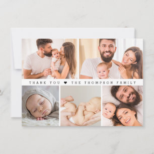 Carte De Remerciements Collage photo personnalisé Baby shower simple