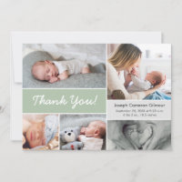 Collage photo personnalisé doux vert bébé garçon n