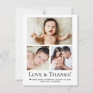 Carte De Remerciements Collage photo simple et personnalisé pour bébé