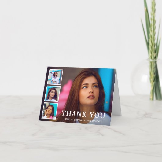 Carte De Remerciements Collage photo simple Graduation moderne (Devant)