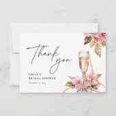 Carte De Remerciements Collation de Fiançailles Fleurs Perles Pétale & Pr (Devant)