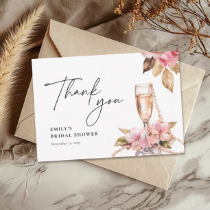 Carte De Remerciements Collation de fleurs de perles et de prosecco pour