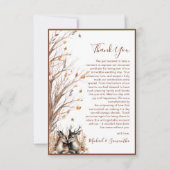 Carte De Remerciements Collection de Mariages de cerfs rustiques d'automn (Devant)