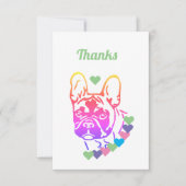 Carte De Remerciements Collier coeur pour Bouledogue Français (Devant)