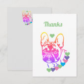 Carte De Remerciements Collier coeur pour Bouledogue Français (Devant / Derrière)