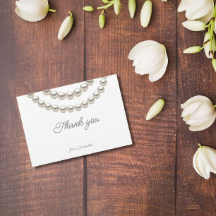 Carte De Remerciements Collier de perles Silver Pearl Mariage Élégant