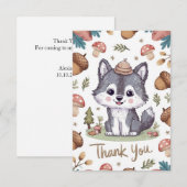 Carte De Remerciements Coloré Pastel Wolf (Devant / Derrière)