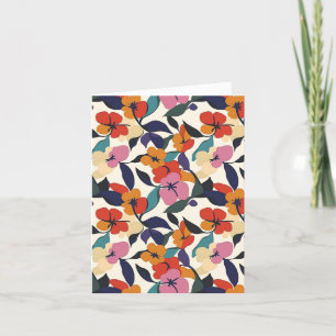 Carte De Remerciements Coloré Retro Abstrait Motif Floral
