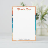 Carte De Remerciements Coloré Retro Waves & Daisies Motif (Debout devant)