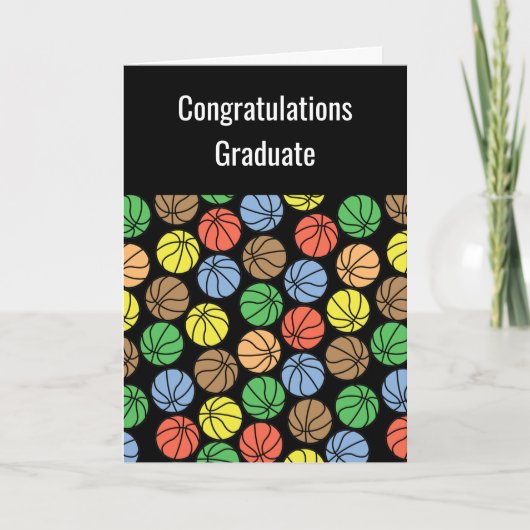 Carte De Remerciements Colorful Basketball Pattern Graduation Card (Devant)