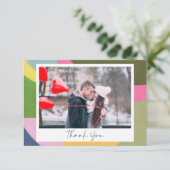 Carte De Remerciements Colorful Modern Art Mariage photo (Debout devant)
