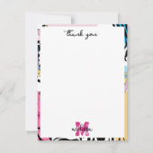 Carte De Remerciements Colorful Retro 1990's Nineties Motif Monogramme (Devant)