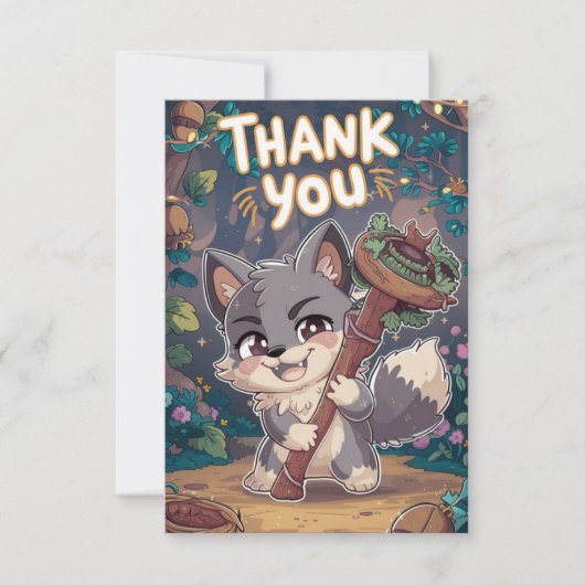 Carte De Remerciements Colorful Woodland Wolf (Devant)