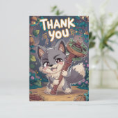 Carte De Remerciements Colorful Woodland Wolf (Debout devant)