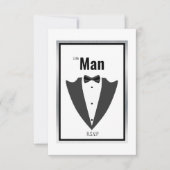 Carte De Remerciements Combinaison Tuxedo et cravate arc en noir et blanc (Devant)